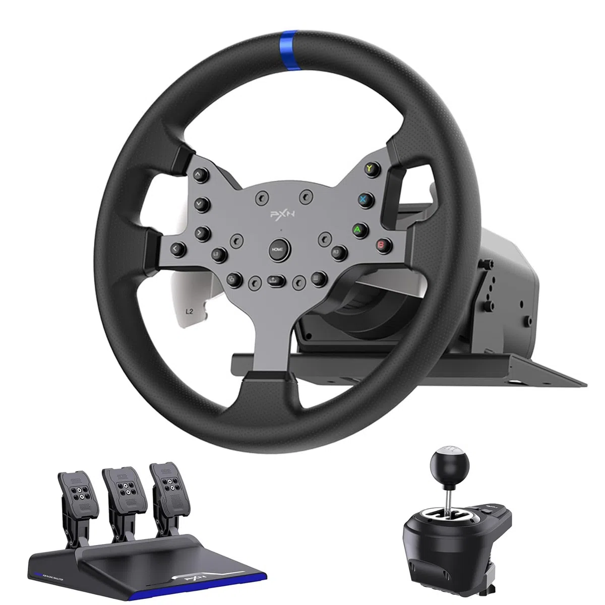 PXN Force Feedback - Volante da corsa per PC, staccabile, 270/900 gradi, V99, simulatore di volante con sim e pedali per PC Windows, PS4, Xbox One, Xbox Series X/S