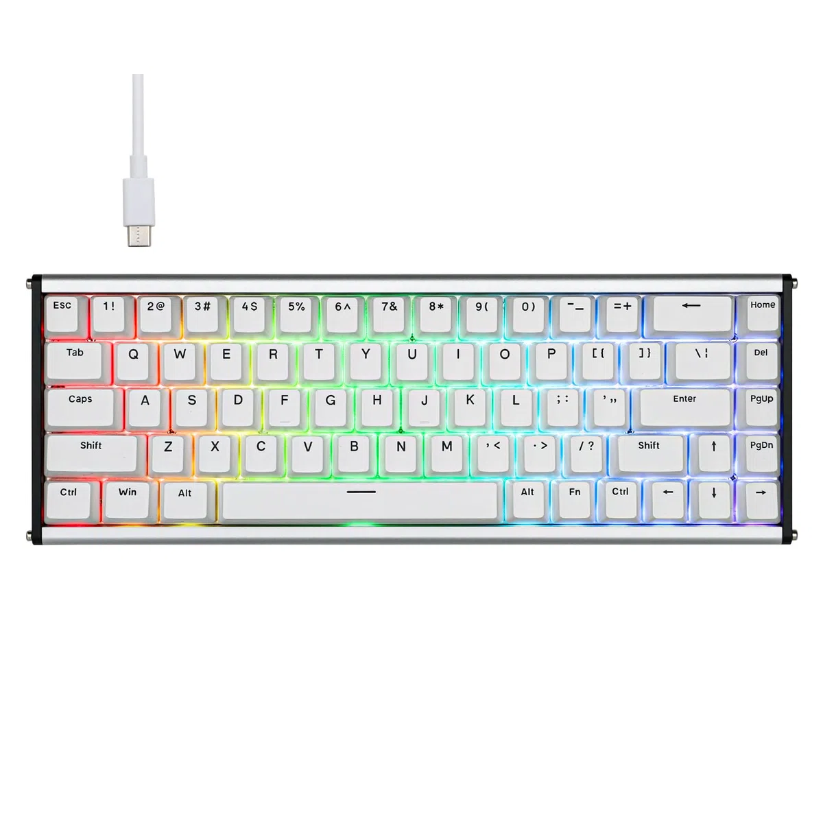 MechLands ALUX68 HE Tastiera Rapid Fast Gaming in alluminio, con interruttore magnetico, tastiera a effetto hall cablato con frequenza di polling 8K, latenza 0,125 ms, RGB (bianco, ALUX68 Plus)