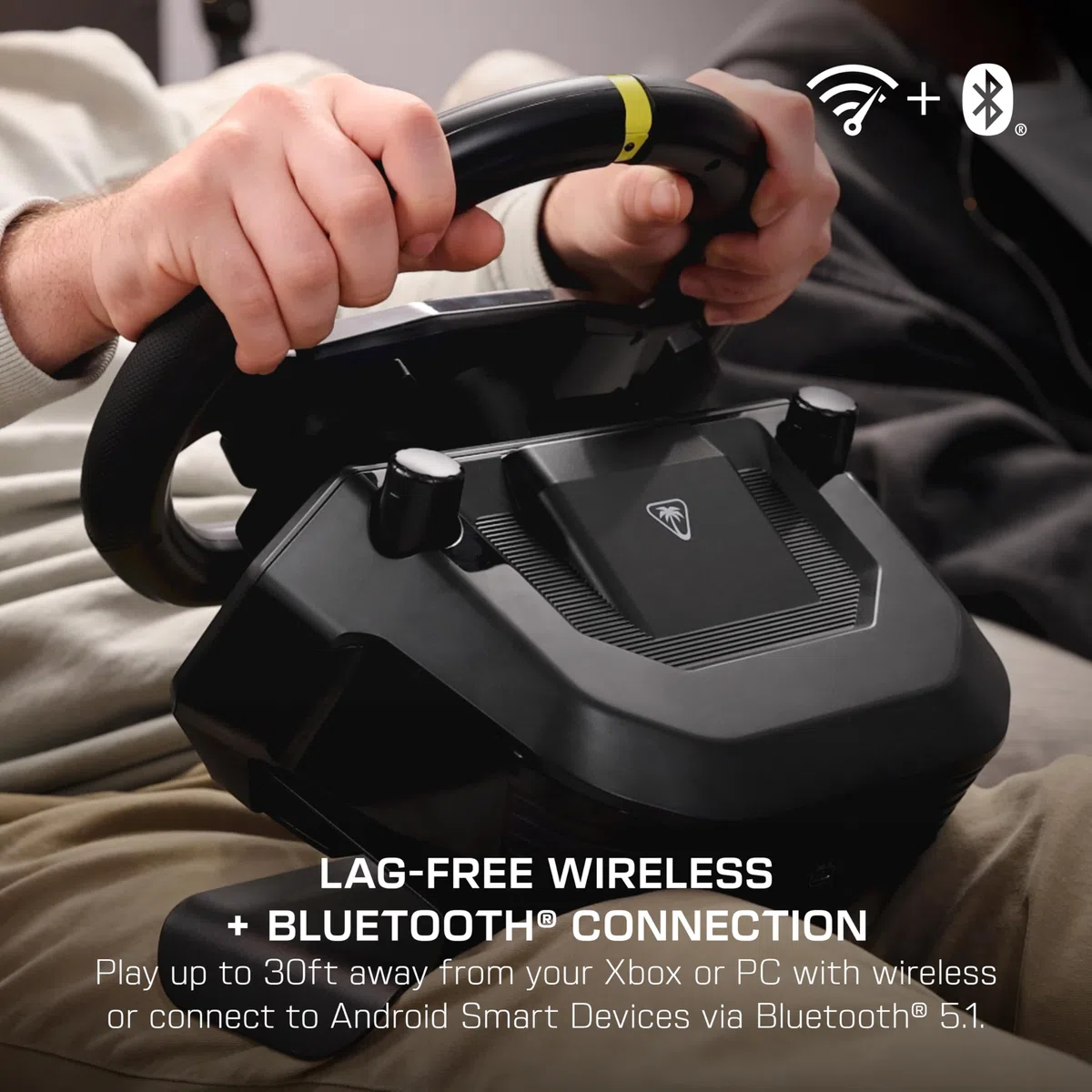 Turtle Beach Racer Sistema di volante wireless con licenza ufficiale per Xbox Series X|S, Xbox One e PC Windows - Connessione wireless stabile, fino a 30 ore di autonomia della batteria