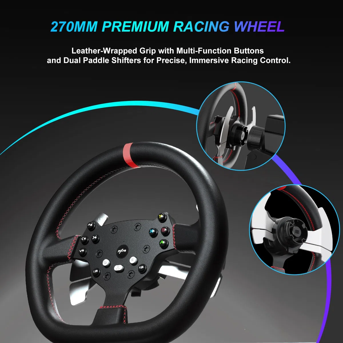 PXN V10 Ultra Volante da Gioco – Base con Motore Servo Direct Drive 3,2 Nm Force Feedback, Pedali PD HM Acceleratore & Freno, Volante 270mm – Volante Sim Racing per PC, PS4 & Xbox