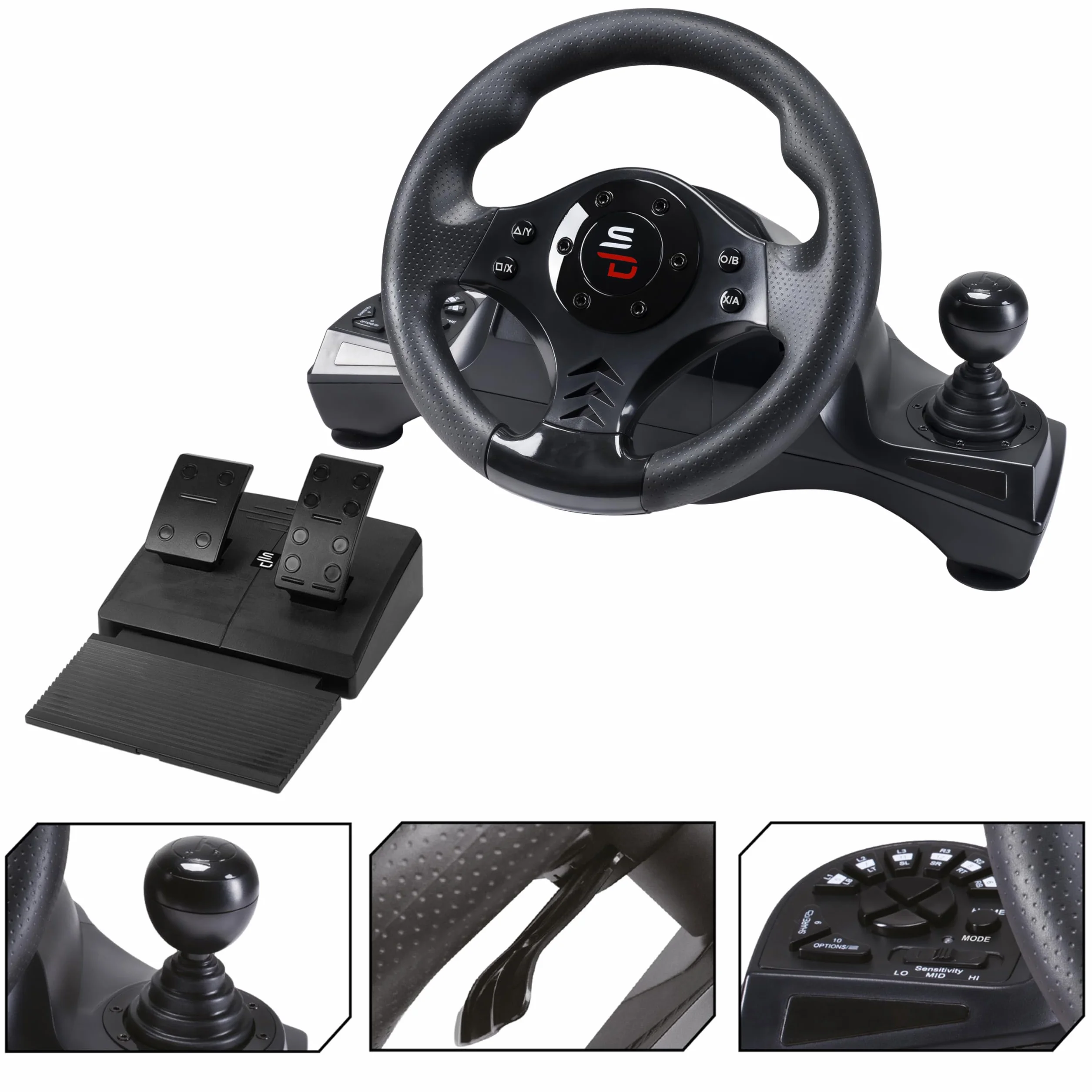 Superdrive, Volante Gs750 con Pedali, Paddles, Shifter E Vibrazione per Xbox Serie X/S, PS4, Xbox One, PC (Programmabile Per Tutti I Giochi