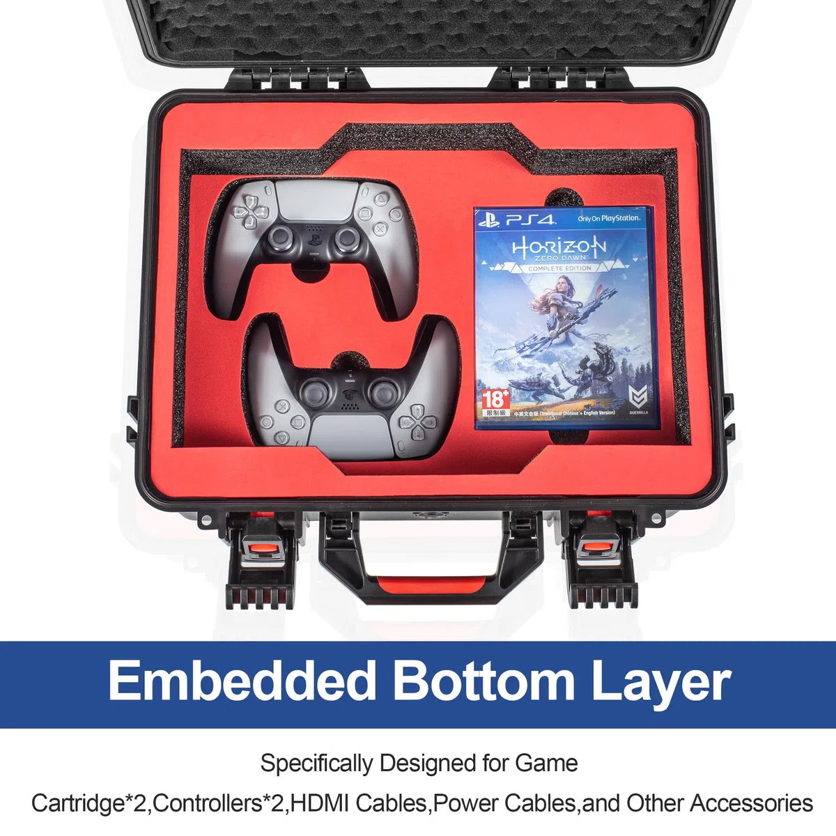 STARTRC GAMES Custodia rigida da viaggio per PS5 5, resistente agli urti, impermeabile, per PlayStation 5 Slim, controller, cassetta da gioco e accessori