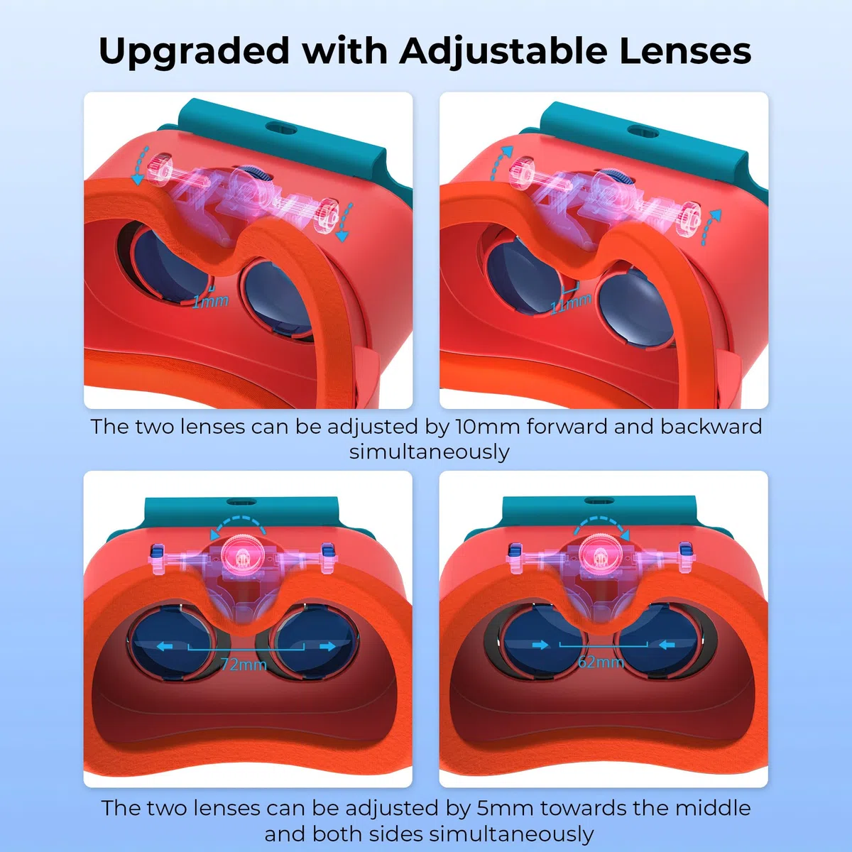 Cuffie VR aggiornate per Nintendo Switch e Switch modello OLED, occhiali per giochi VR con lenti HD regolabili e cinturino per la testa con pulsante rotante, Labo VR per accessori switch (arancione e