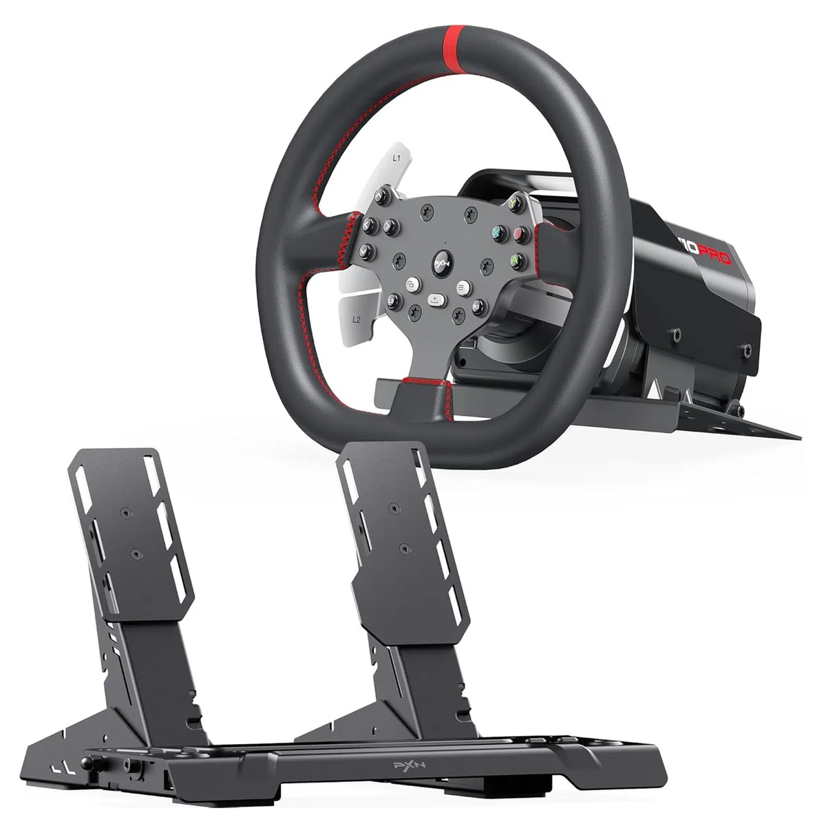 PXN V10 Ultra Volante da Gioco – Base con Motore Servo Direct Drive 3,2 Nm Force Feedback, Pedali PD HM Acceleratore & Freno, Volante 270mm – Volante Sim Racing per PC, PS4 & Xbox