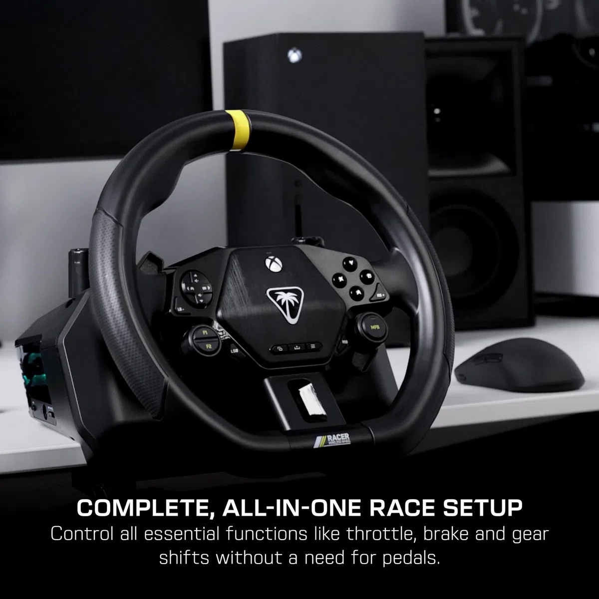 Turtle Beach Racer Sistema di volante wireless con licenza ufficiale per Xbox Series X|S, Xbox One e PC Windows - Connessione wireless stabile, fino a 30 ore di autonomia della batteria