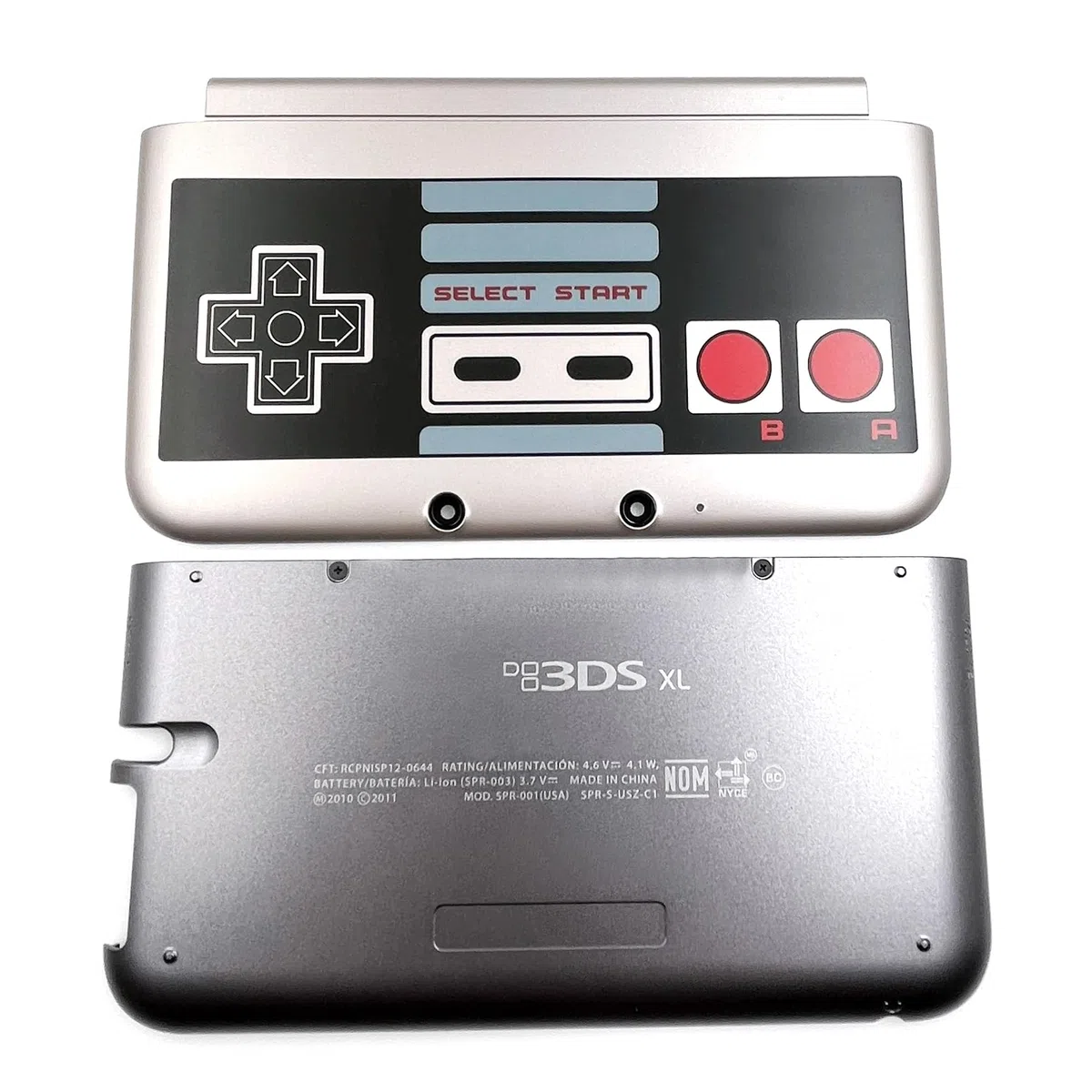 Blue Color 3DSXL - Set di 2 alloggiamenti supplementari superiori/inferiori, per console portatili 3DS XL/LL 3DSLL, New Custom US Edition A/E, piastra frontale esterna, grigio