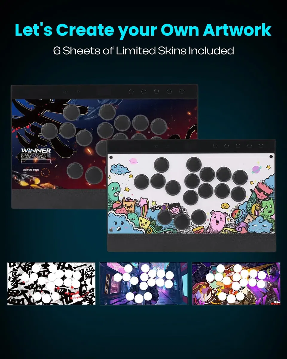 Haute42 C16 Leverless Arcade Controller - Magnetic Detachable Panel, RGB Button Rims, Tournament Lock Switch - Compatibile con Switch 2/Switch/PC/PS3/PS4/Steam