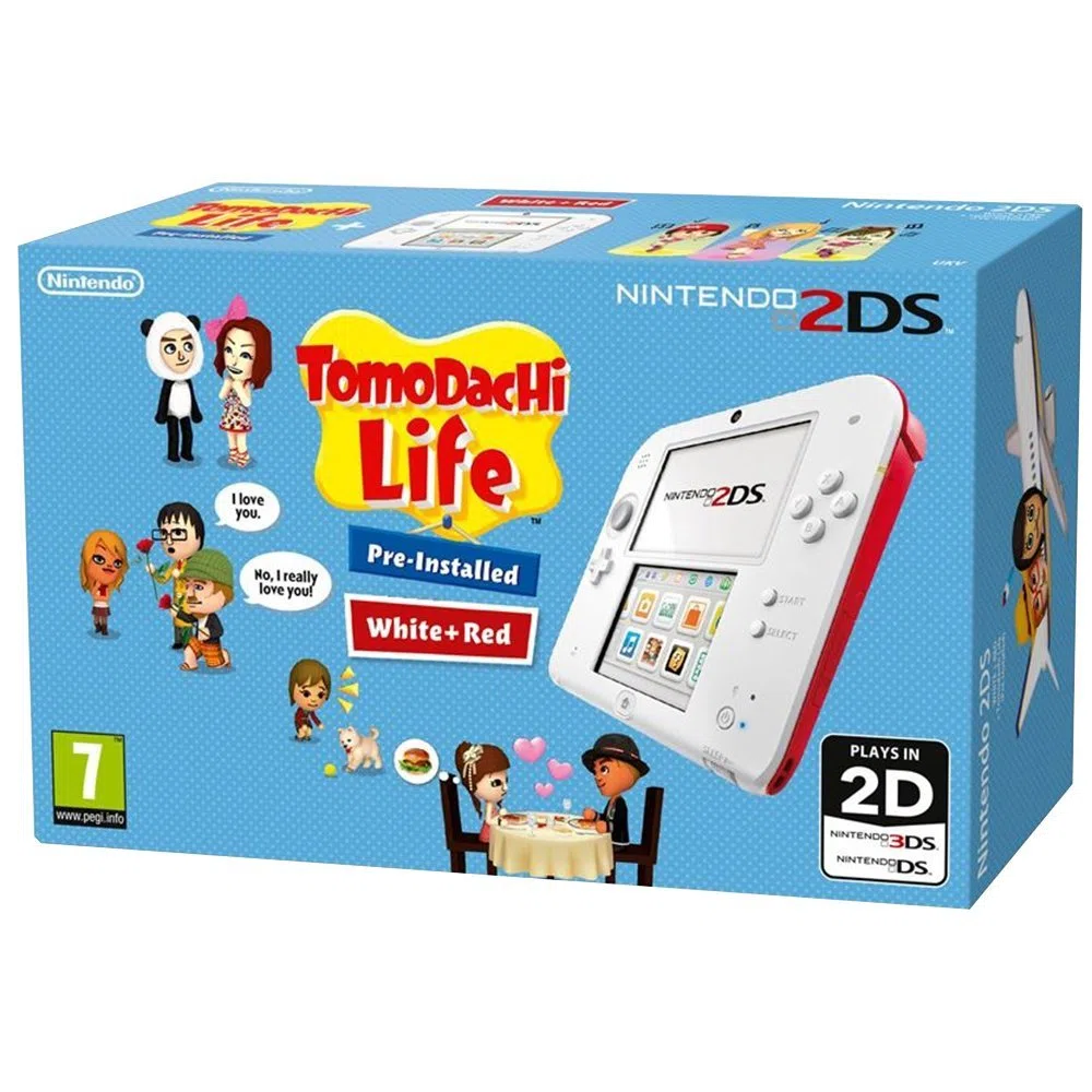 Nintendo 2DS Console, Bianco/Rosso + Tomodachi Life [Bundle]