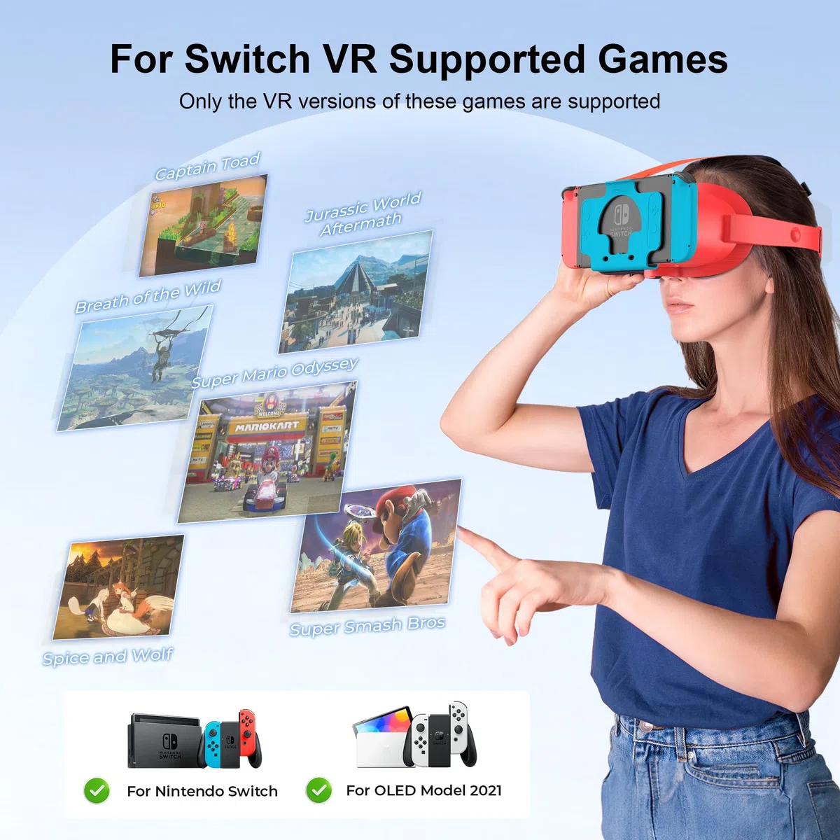 Cuffie VR aggiornate per Nintendo Switch e Switch modello OLED, occhiali per giochi VR con lenti HD regolabili e cinturino per la testa con pulsante rotante, Labo VR per accessori switch (arancione e