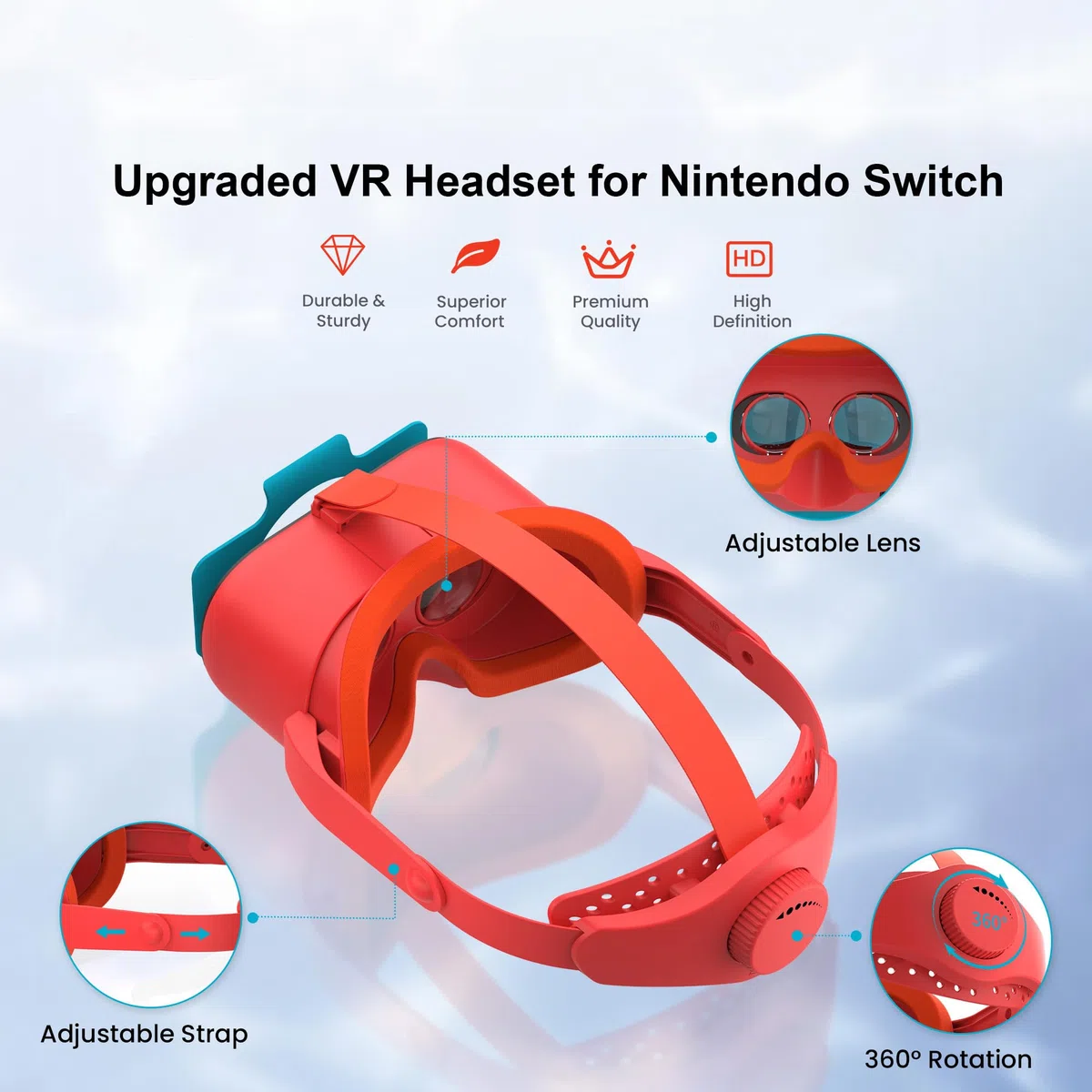 Cuffie VR aggiornate per Nintendo Switch e Switch modello OLED, occhiali per giochi VR con lenti HD regolabili e cinturino per la testa con pulsante rotante, Labo VR per accessori switch (arancione e