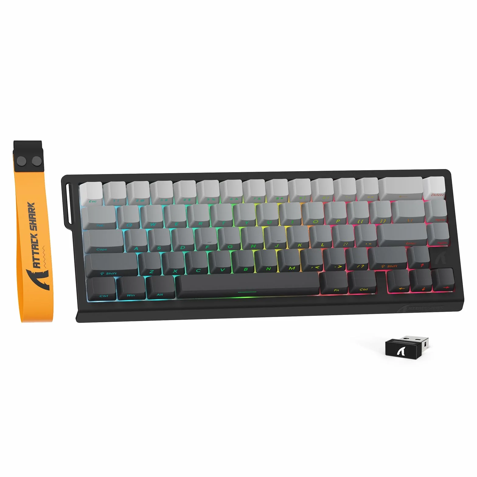 MAMBASNAKE X ATTACK SHARK X68PRO HE Tastiera Gaming Wireless Rapid Trigger,BT/2.4G/Cablata,Interruttore Magnetico 0,01mm RT,8KHz,Punto di Attivazione Regolabile,5000mAh,RGB,per PC/Mac-Sfumatura Nera