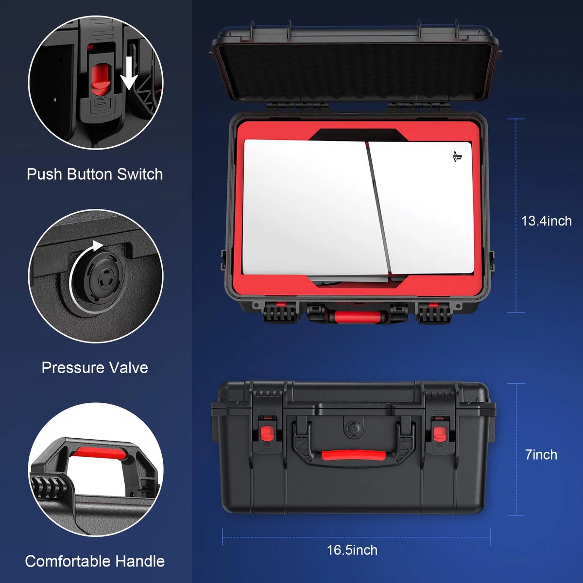 STARTRC GAMES Custodia rigida da viaggio per PS5 5, resistente agli urti, impermeabile, per PlayStation 5 Slim, controller, cassetta da gioco e accessori