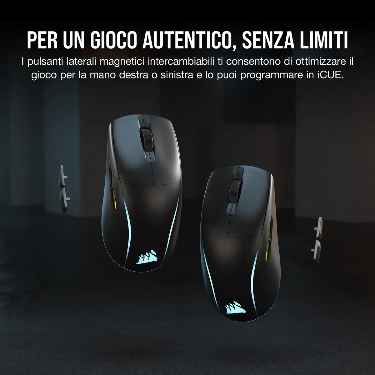 Corsair M75 WIRELESS RGB Mouse da Gioco FPS Leggero – 26.000 DPI – Pulsanti Laterali Intercambiabili – Compatibile con iCUE – PC – Nero