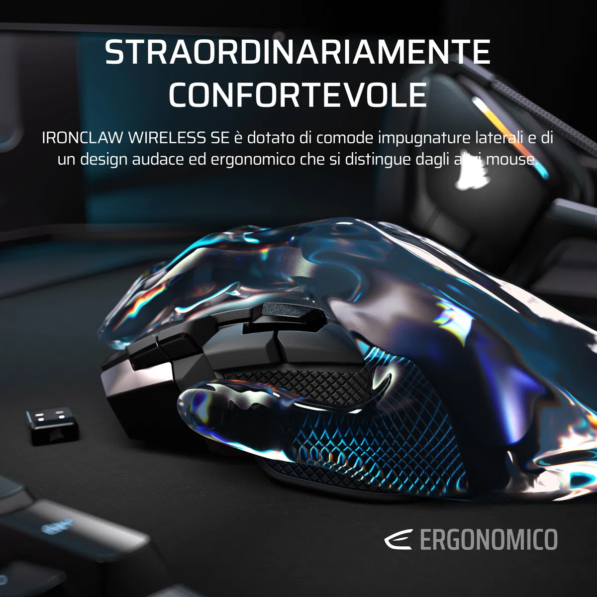 Corsair IRONCLAW WIRELESS SE (2026) Mouse Da Gioco – Nero | 26.000 DPI, Design Ergonomico per Mani Grandi, 10 Pulsanti Programmabili, Per MOBA, FPS, MMO