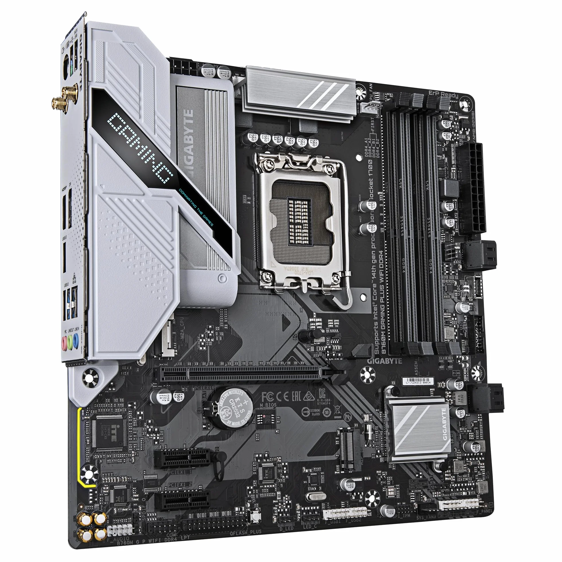 GIGABYTE B760M GAMING PLUS WIFI DDR4 Scheda madre - Supporta CPU Intel Core di 14a generazione, VRM a 4+1+1 fasi, fino a 5333 MHz DDR4 (OC), 2xPCIe 4.0 M.2, Wi-Fi 6, LAN 1 GbE, USB 3.2 Gen 1