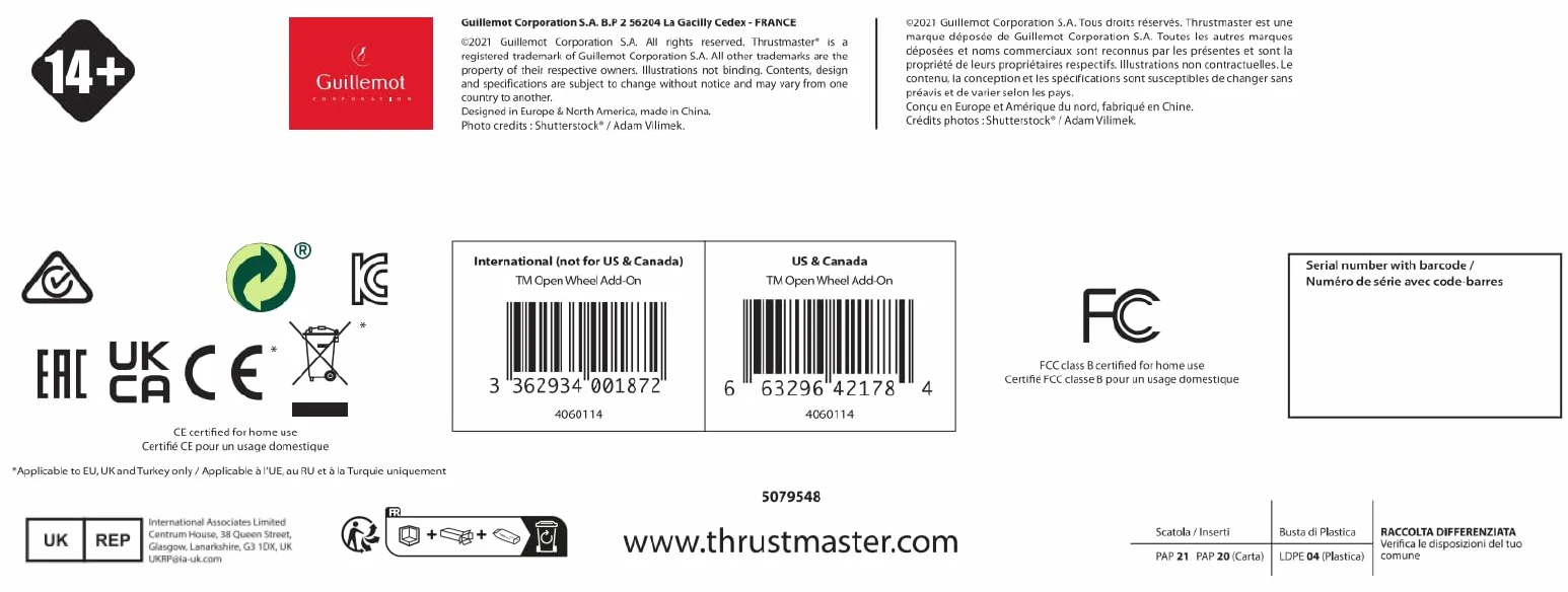 Thrustmaster TM Open Wheel AddOn for PS5 / PS4 / Xbox Series X,S/Xbox One/PC