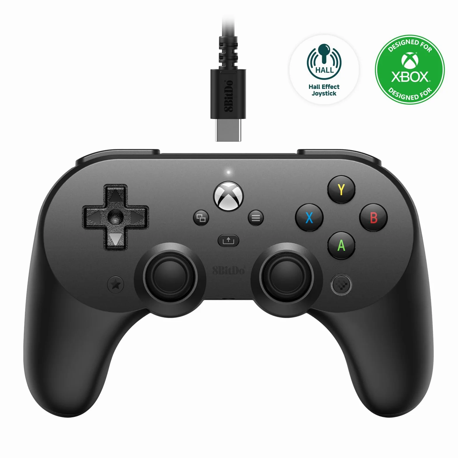 8Bitdo Pro 2 Wired Controller for Xbox, Hall Effect Joystick Update, 3.5mm Audio Jack, Compatible with Xbox Series X|S, Xbox One, Windows 10/11 - Officially Licensed (Black)