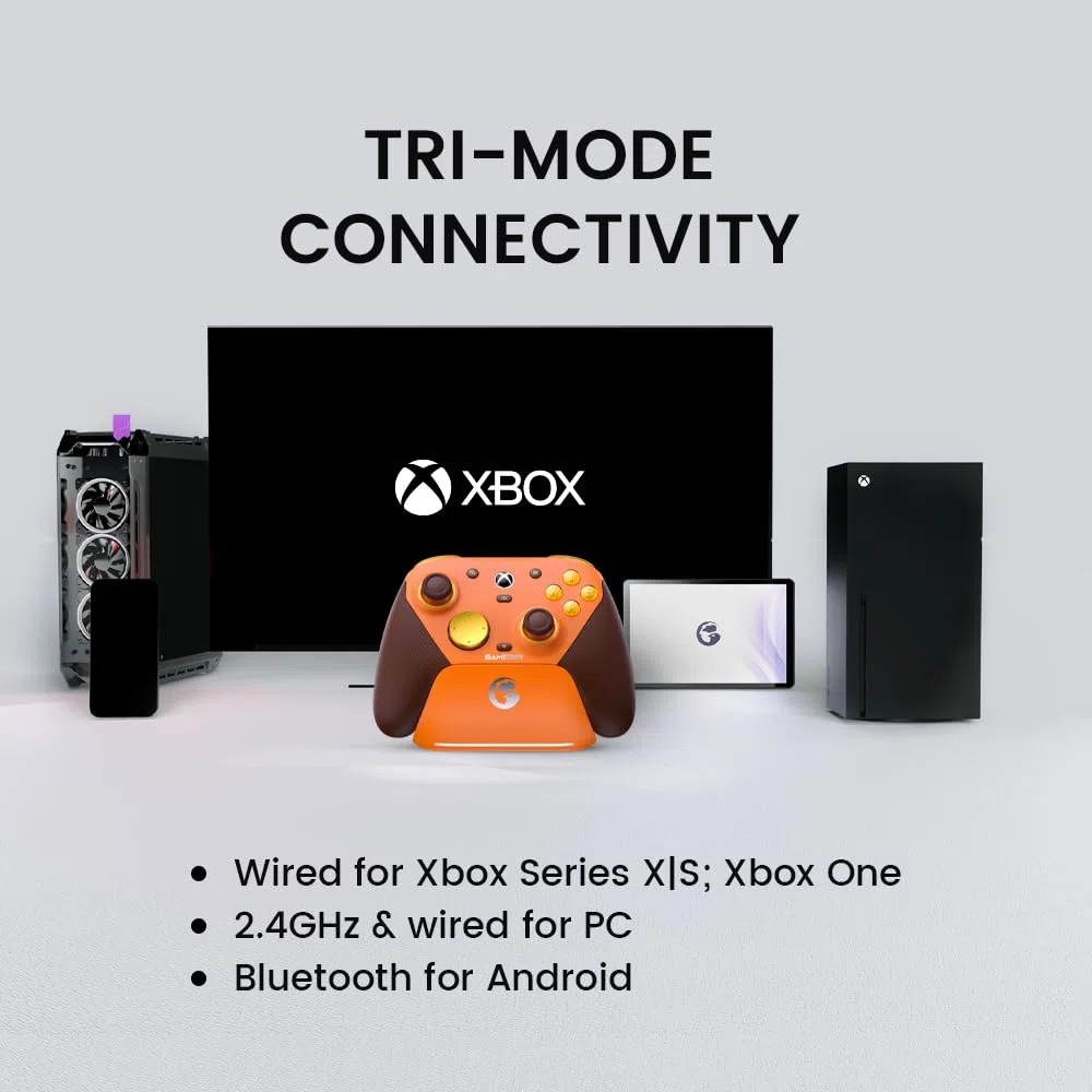 GameSir G7 Pro Controller Cablato per Xbox One, Xbox Series X/S, Controller Wireless per PC con Stick TMR, Trigger Analogici a Effetto Hall, Jack Audio da 3,5 mm – Amber Flame