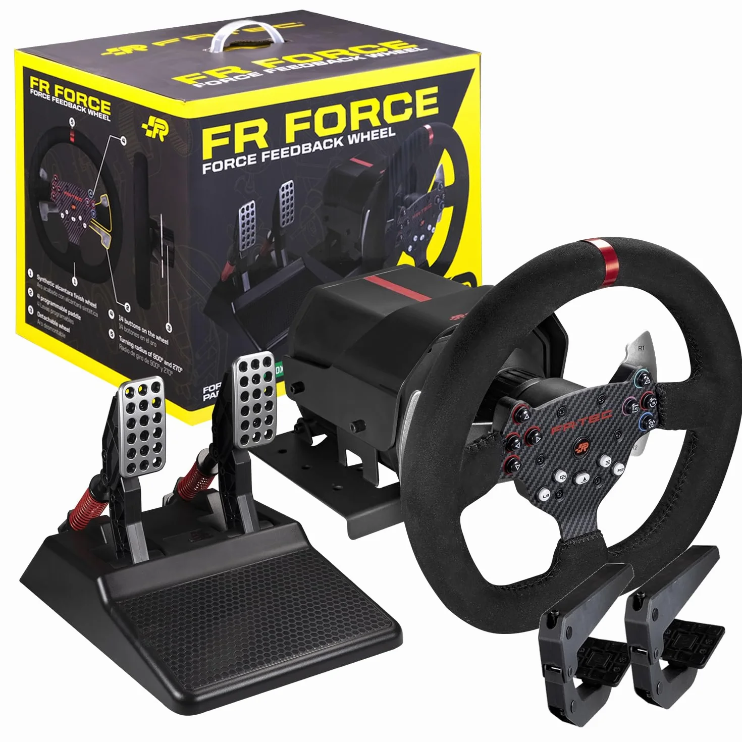 FRTEC FR FORCE Volante da Corsa con Pedali Force Feedback 3,2 Nm ForceSense per PS4 Xbox Series X/S One PC