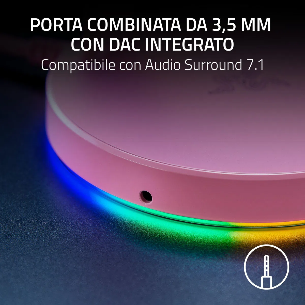 Razer Base Station V2 Chroma - Supporto Cuffie e Hub USB (Con Illuminazione RGB, con Audio Surround 7.1, Supporto Cuffie Integrato con Base Antiscivolo) Nero