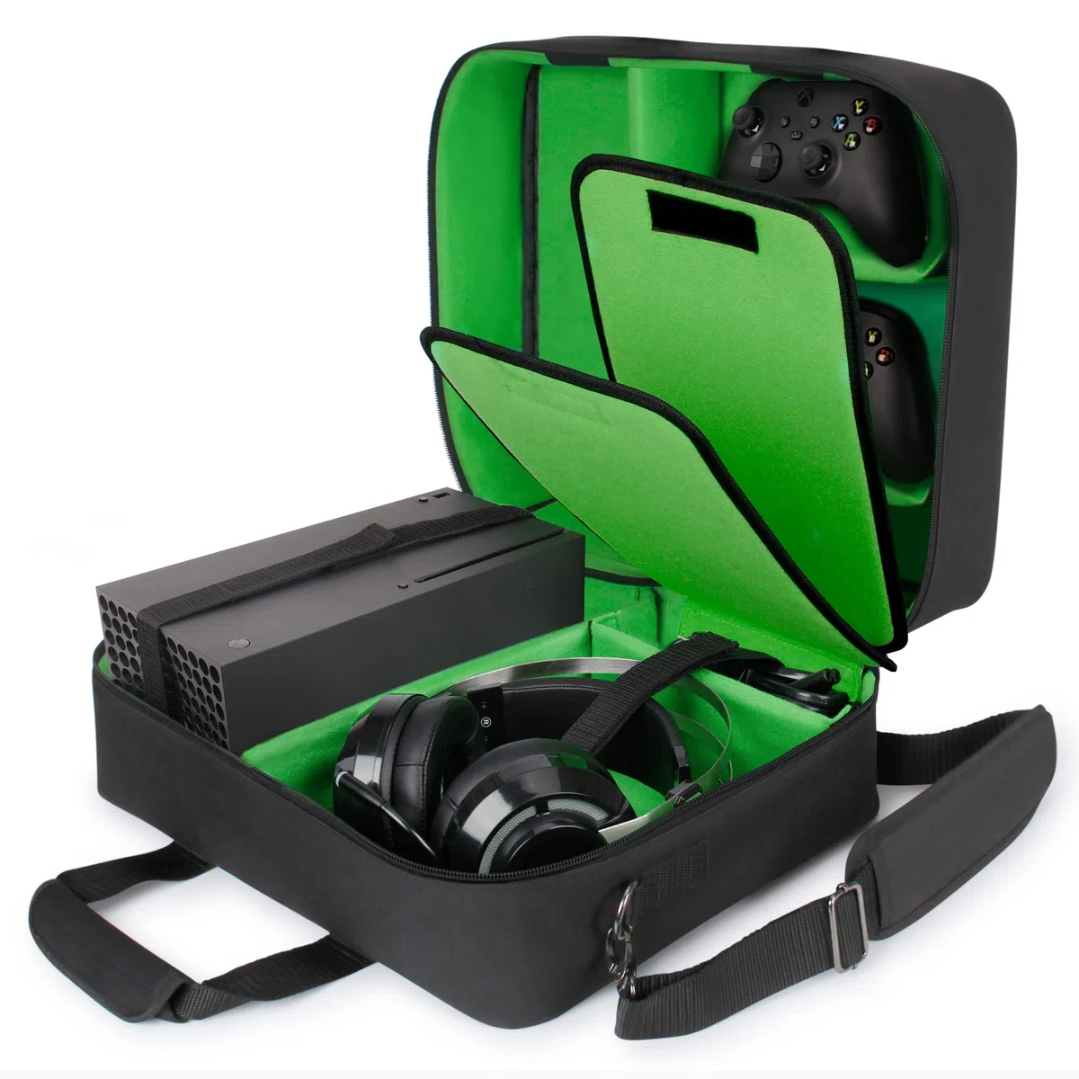 USA Gear Custodia Xbox per Console Series X/S Personalizzabile Controller Giochi Cuffie Accessori Verde