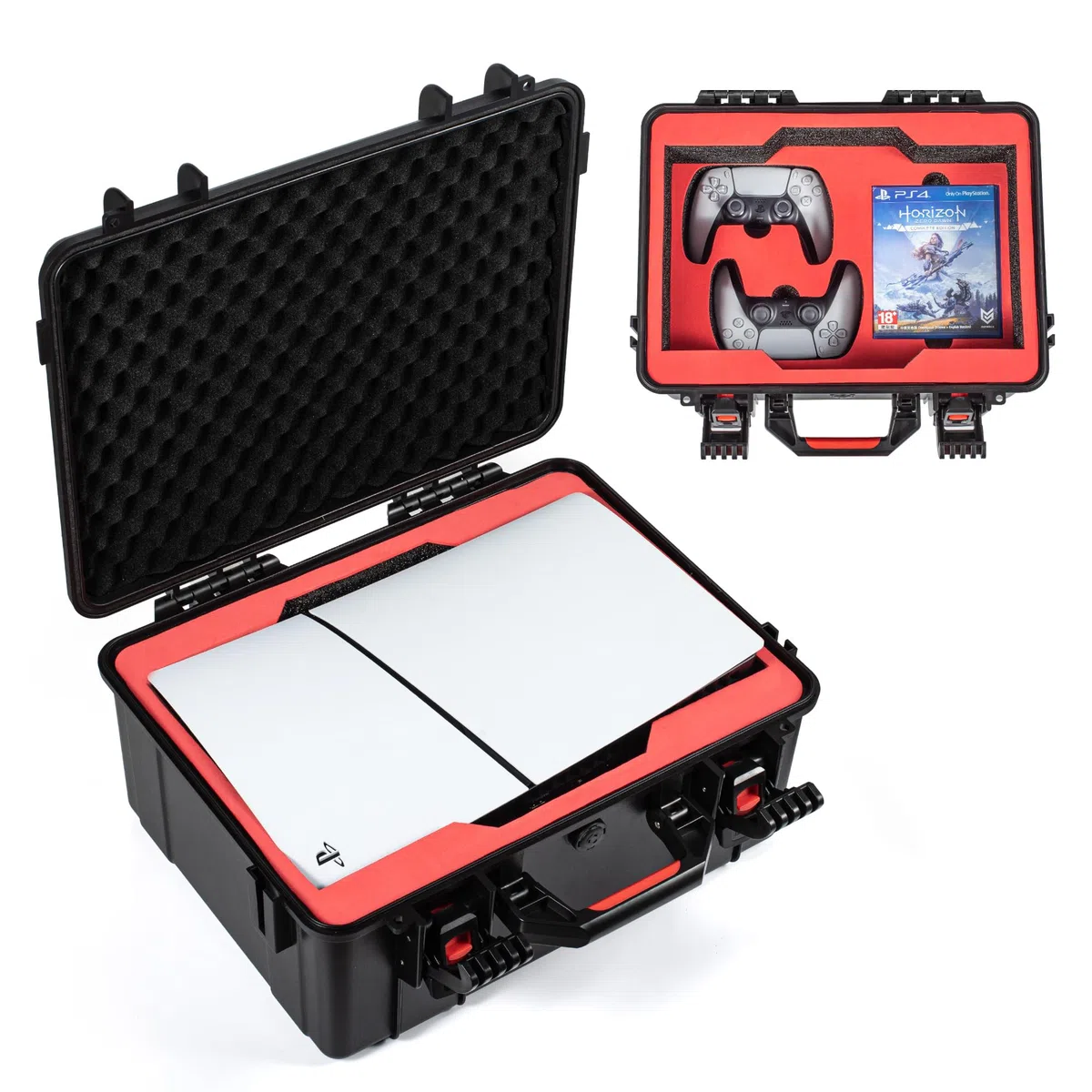 STARTRC GAMES Custodia rigida da viaggio per PS5 5, resistente agli urti, impermeabile, per PlayStation 5 Slim, controller, cassetta da gioco e accessori