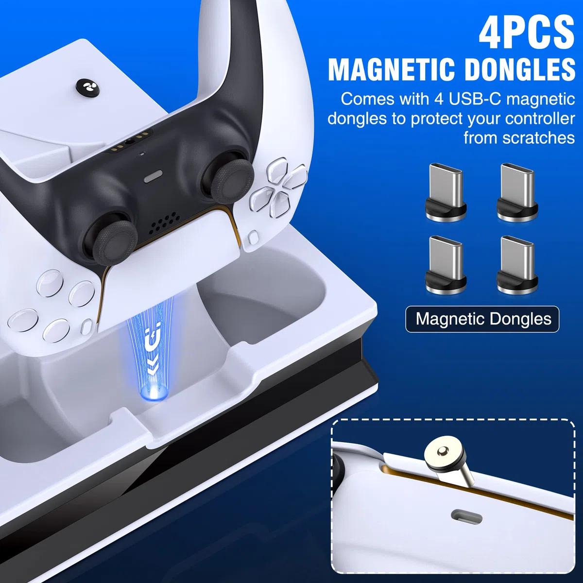 Supporto PS5 e stazione di raffreddamento con controller stazione di ricarica per Playsation 5 Slim/PS5, accessori PS5 incl. ventola di raffreddamento a 3 livelli, 3 hub USB, supporto cuffie, slot