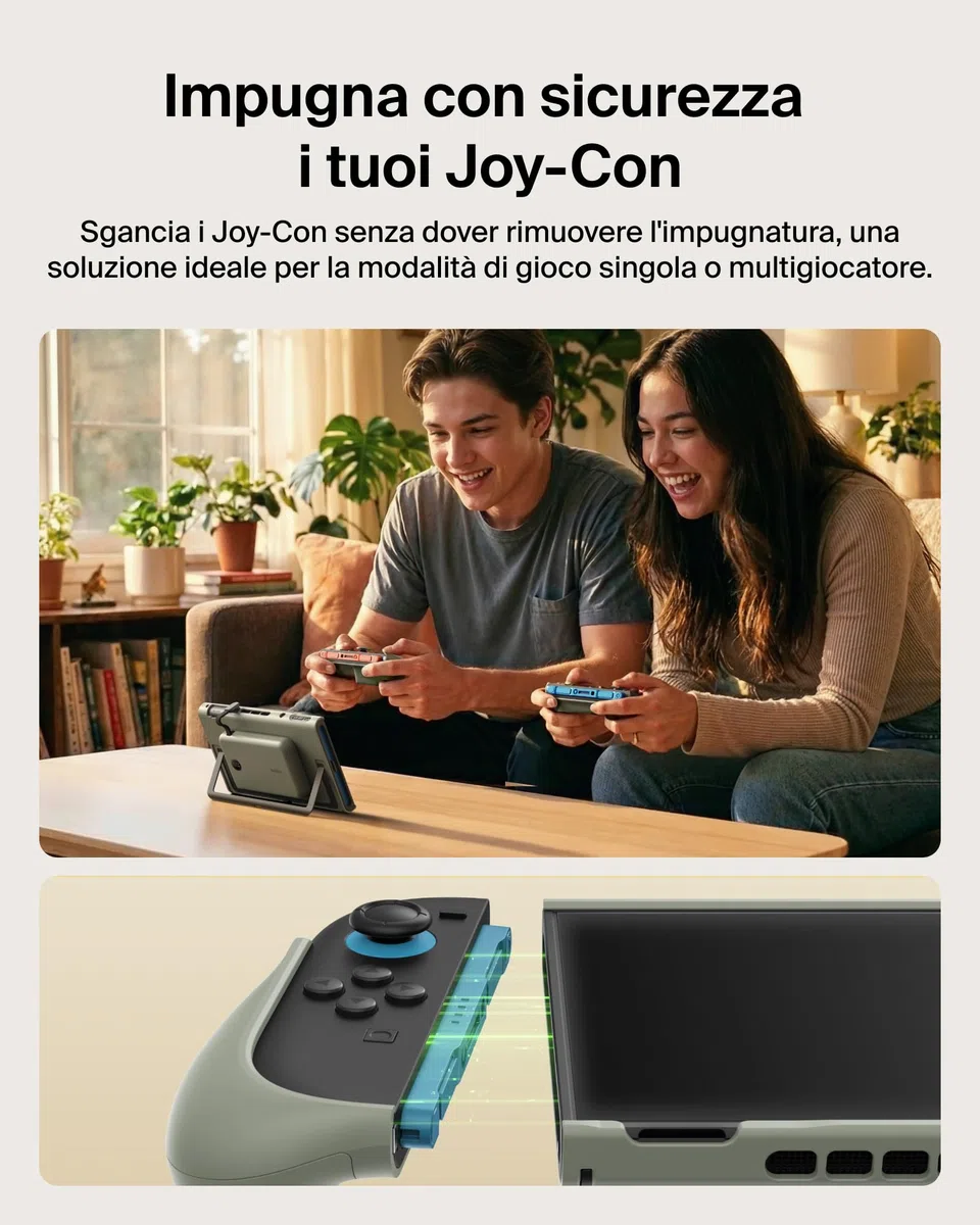Belkin Gaming Impugnatura Ricarica Nintendo Switch 2, Power bank 10K, Verde | Caricatore Portatile 10000mAh, 30W, Caricatore Magnetico, Compatibilità Supporto, Maniglia Antiscivolo Ergonomica, Display
