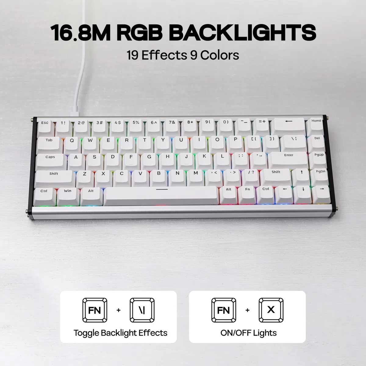 MechLands ALUX68 HE Tastiera Rapid Fast Gaming in alluminio, con interruttore magnetico, tastiera a effetto hall cablato con frequenza di polling 8K, latenza 0,125 ms, RGB (bianco, ALUX68 Plus)