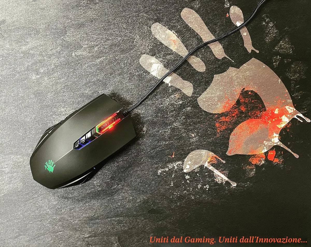 Bloody Mouse ottico da gioco A70x con interruttore Light Strike (LK) e scorrimento, completamente programmabile e macro avanzate (A70x-Nero opaco)