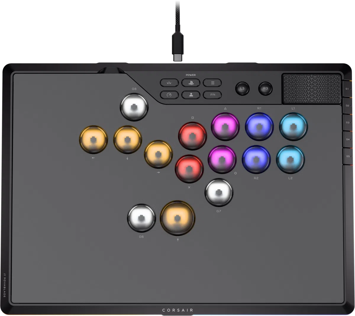 Corsair NOVABLADE PRO Controller Wireless Senza Leva 15 Tasti 1000Hz 2,4GHz SOCD MGX Hyperdrive PS5 PS4 PC